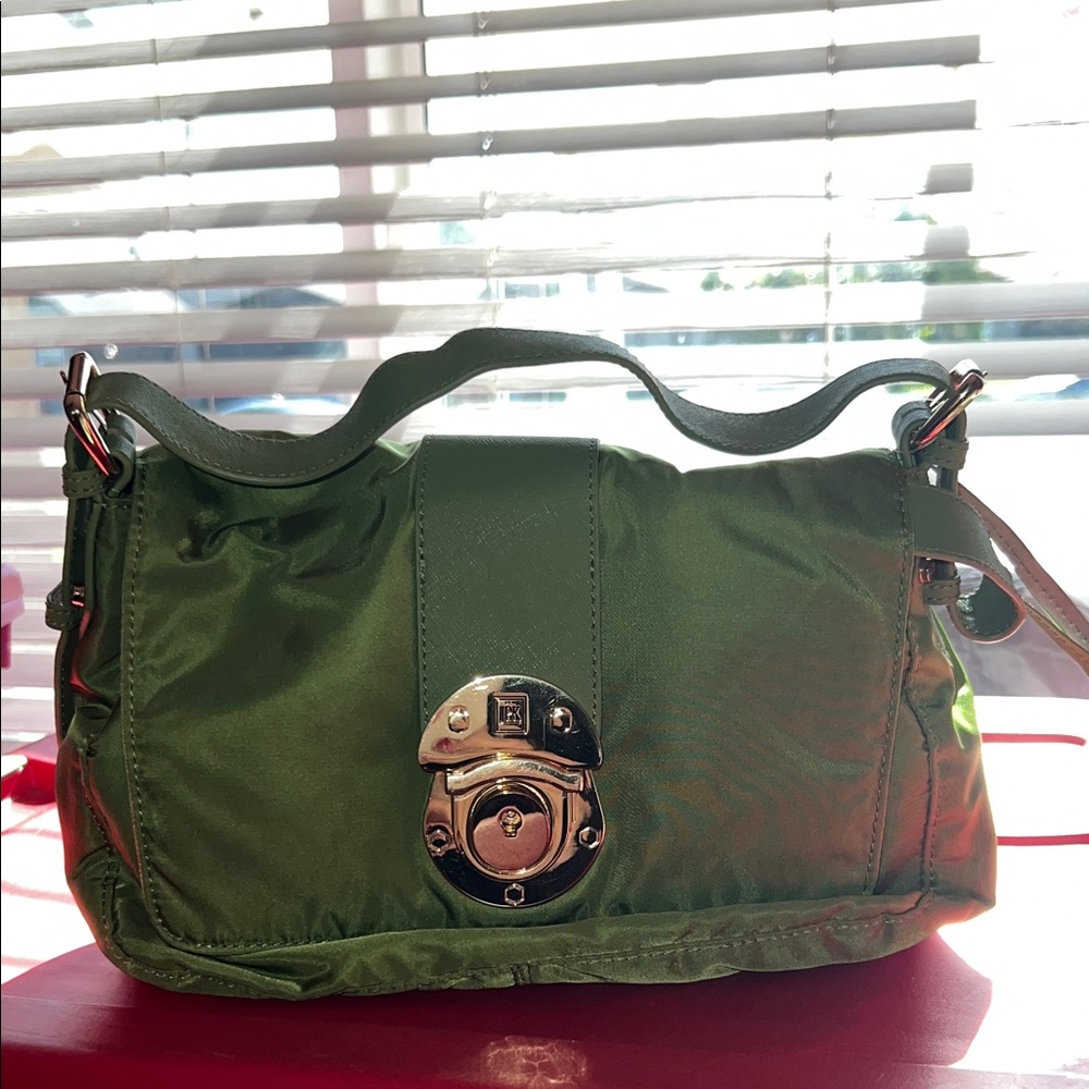 Green Women's Bag with Silver Accents